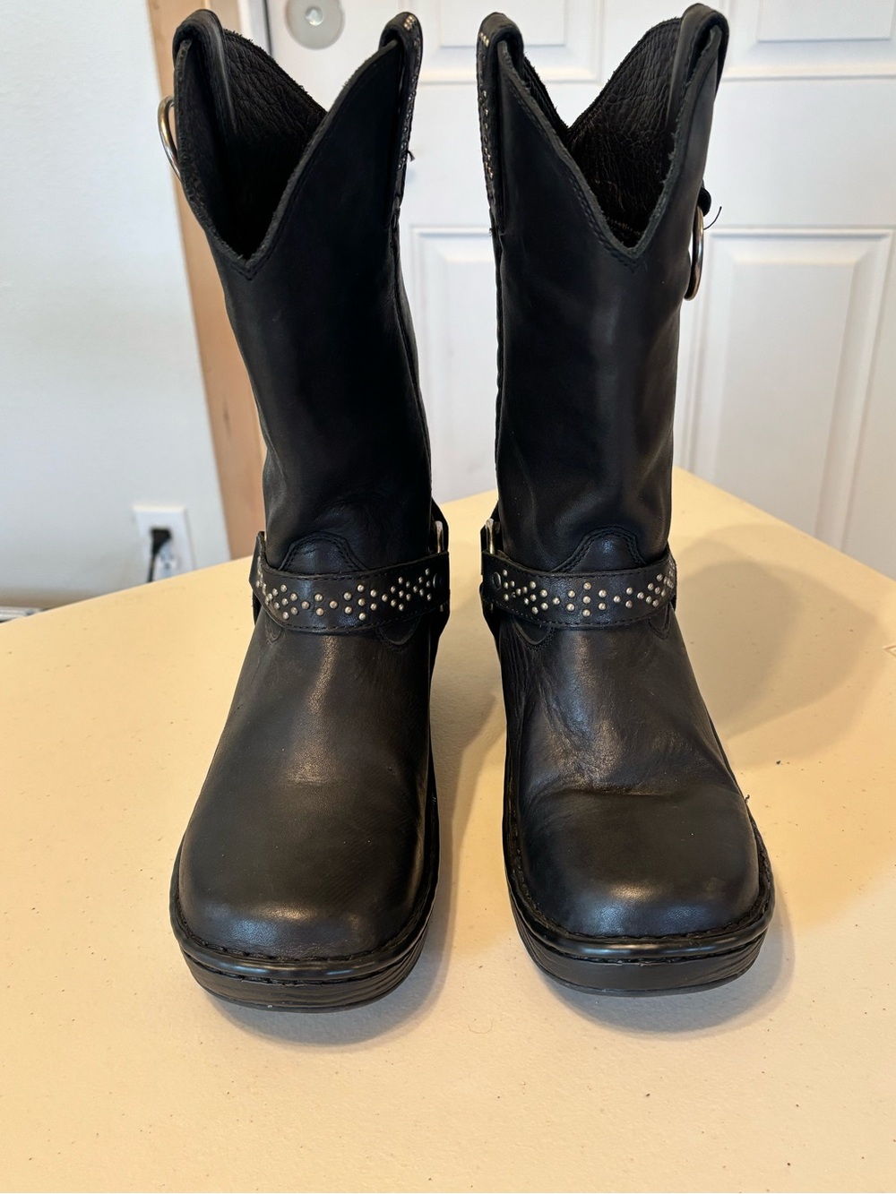 Durango Black Studded Mid-Calf Leather Booties 7